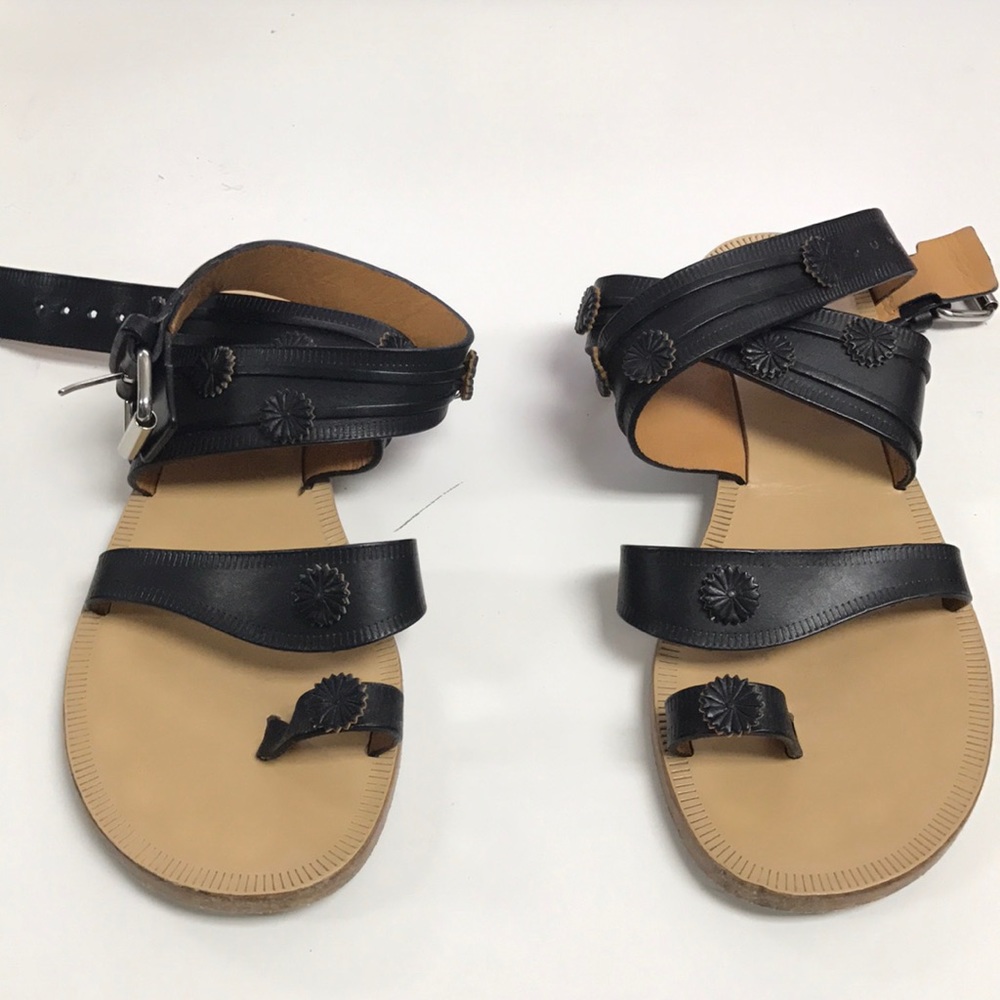 Isabel Marant Black Leather Sandals Size 38